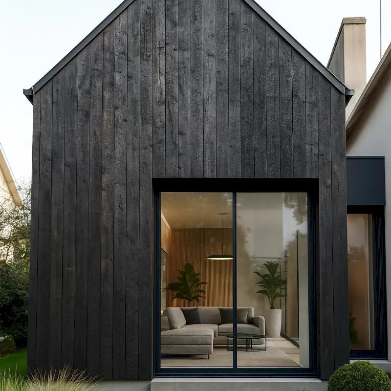 Bardage bois brûlé inspiration scandinave 145 mm - Bois Brulé Concept