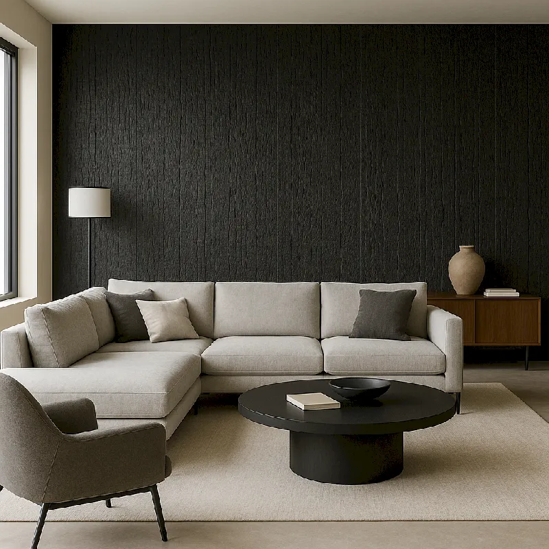 revêtement décoratif intérieur bois brulé noir intense